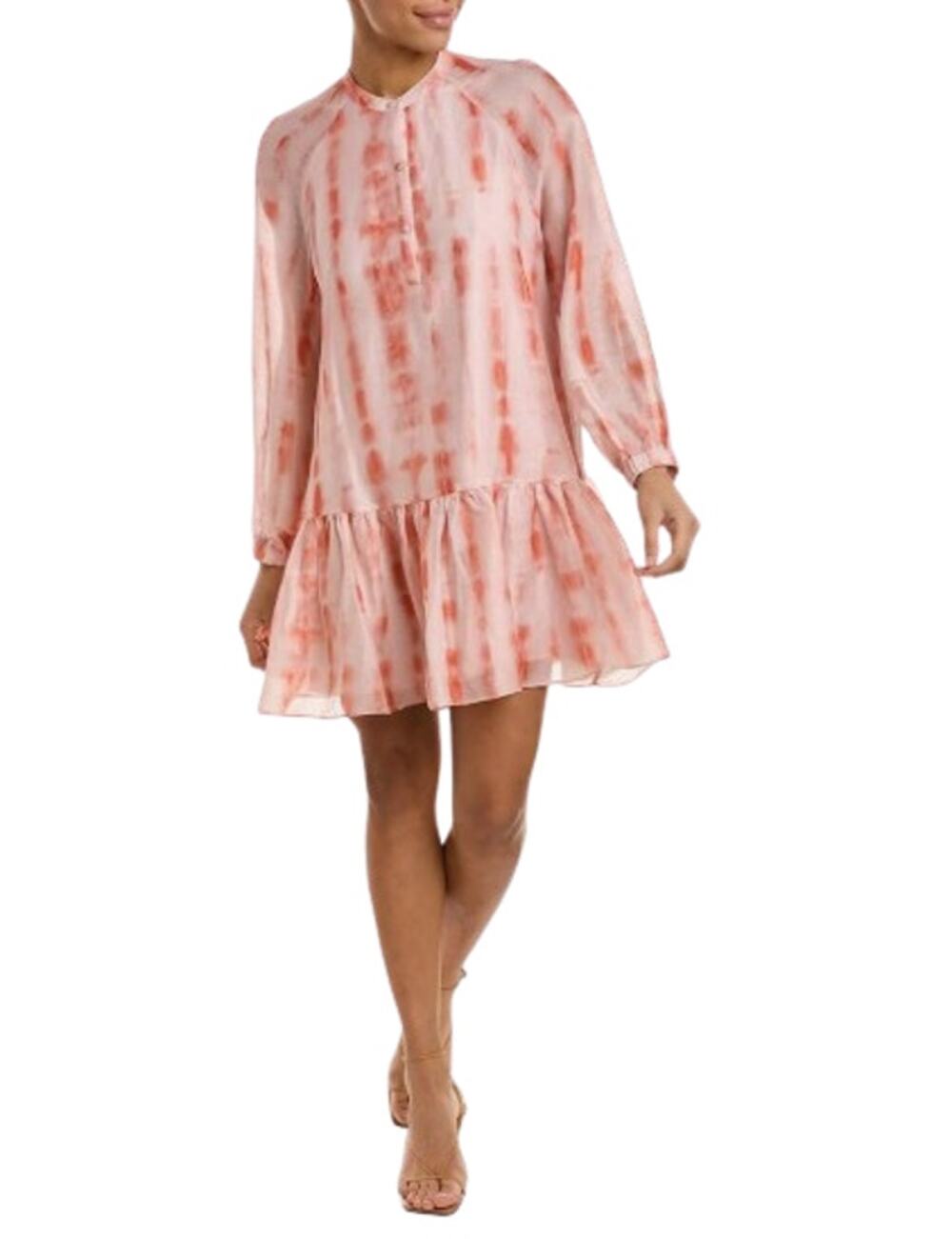 MARIE OLIVER Women's Retta Shift Dress Small Pink Cranberry Dye Linen Silk NWT